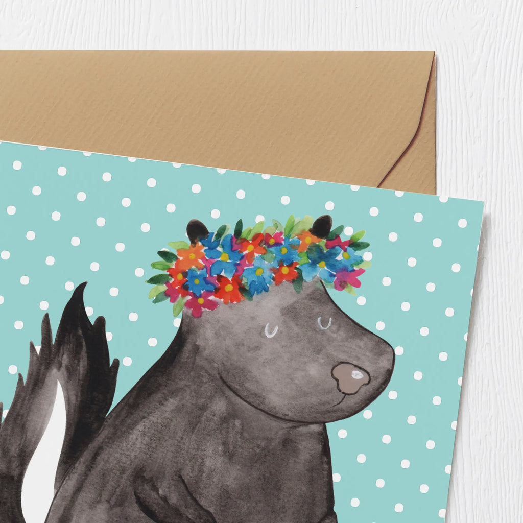 Deluxe Karte Stinktier Mädchen faltkarte, Klappkarte, anlasskarte, Glückwunschkarte, Grußkarte, doppelkarte, Stinktier, Skunk, Namaste, Wildtier, Yoga, Stinki, Raubtier, Stinker