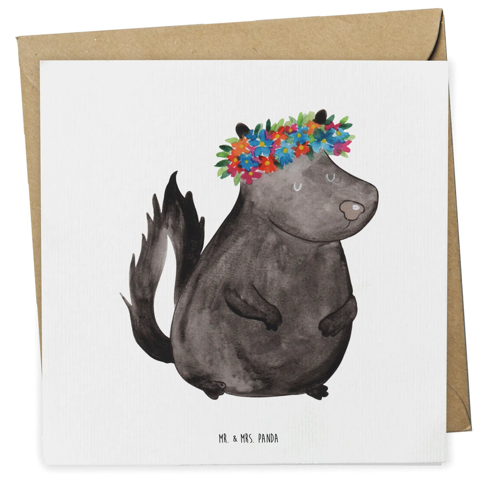 Deluxe Karte Stinktier Mädchen faltkarte, Klappkarte, anlasskarte, Glückwunschkarte, Grußkarte, doppelkarte, Stinktier, Skunk, Namaste, Wildtier, Yoga, Stinki, Raubtier, Stinker