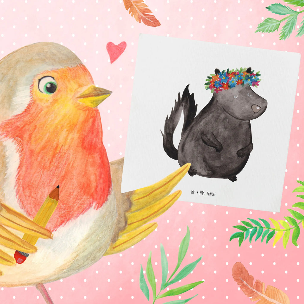 Deluxe Karte Stinktier Mädchen faltkarte, Klappkarte, anlasskarte, Glückwunschkarte, Grußkarte, doppelkarte, Stinktier, Skunk, Namaste, Wildtier, Yoga, Stinki, Raubtier, Stinker