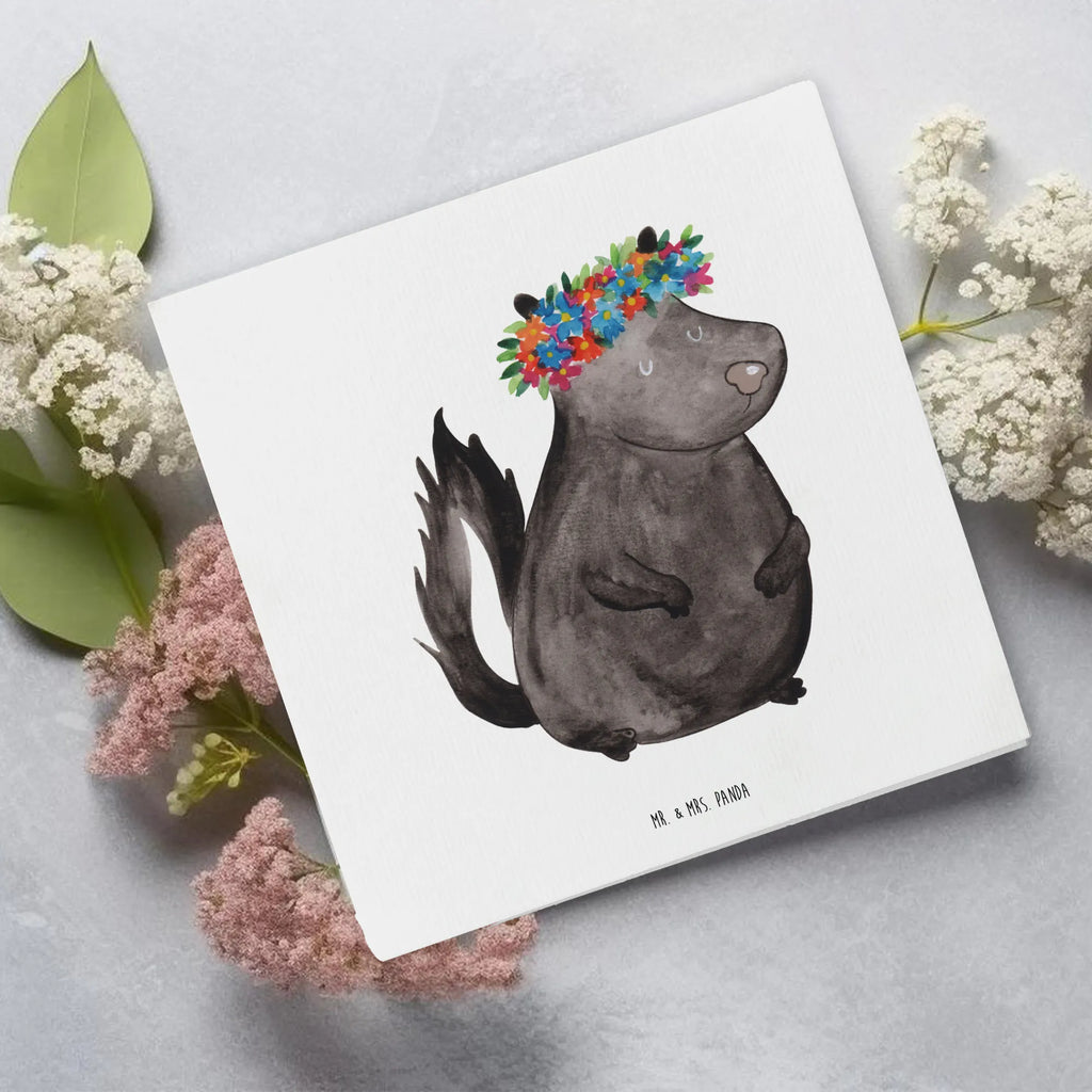 Deluxe Karte Stinktier Mädchen faltkarte, Klappkarte, anlasskarte, Glückwunschkarte, Grußkarte, doppelkarte, Stinktier, Skunk, Namaste, Wildtier, Yoga, Stinki, Raubtier, Stinker