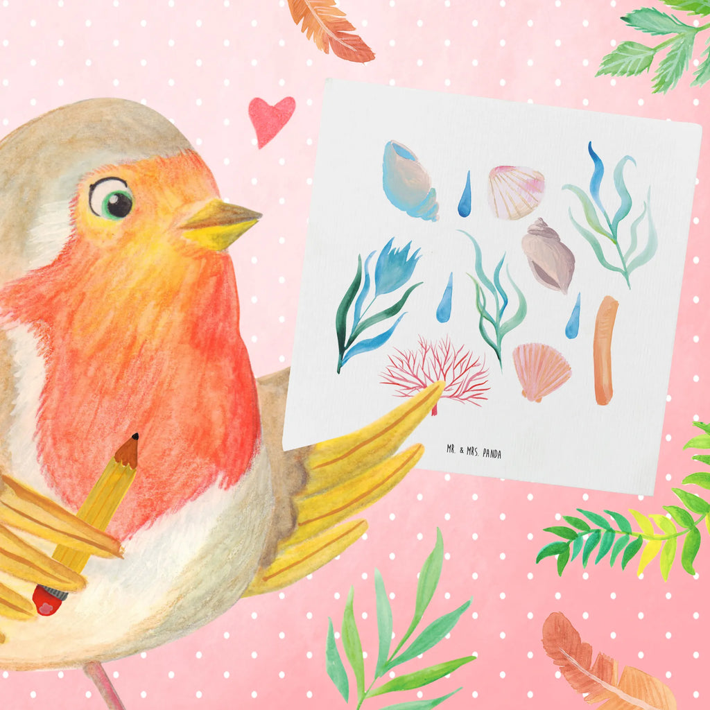 Deluxe Karte Meeresrauschen Design Glückwunschkarte, Klappkarte, faltkarte, doppelkarte, anlasskarte, Grußkarte, Muster, Beach, Muscheln, Korallen, Strand, Meer, Maritim, Strand Motive