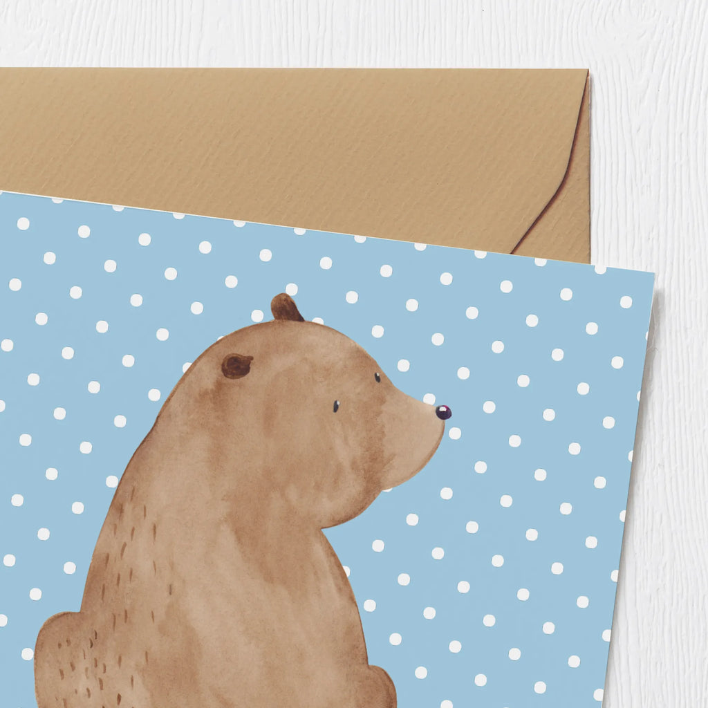 Deluxe Karte Bär Schulterblick Karte, Einladungskarte, Hochwertige Grußkarte, Hochzeitskarte, Klappkarte, Hochwertige Klappkarte, Glückwunschkarte, Grußkarte, Geburtstagskarte, Bär, Teddy, Teddybär, Weisheit, Bärenliebe, Motivation, Weltansicht, Selbstachtung, Bären