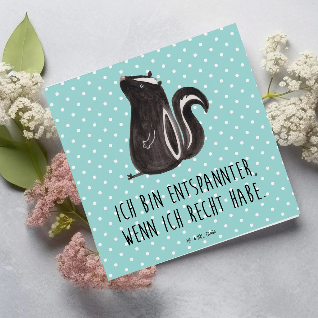 Deluxe Karte Stinktier Sitzen Grußkarte, doppelkarte, anlasskarte, Glückwunschkarte, faltkarte, Klappkarte, Stinktier, Skunk, Büro, Stinker, Wildtier, Recht, Stinki, Spruch, Raubtier, Besserwisser