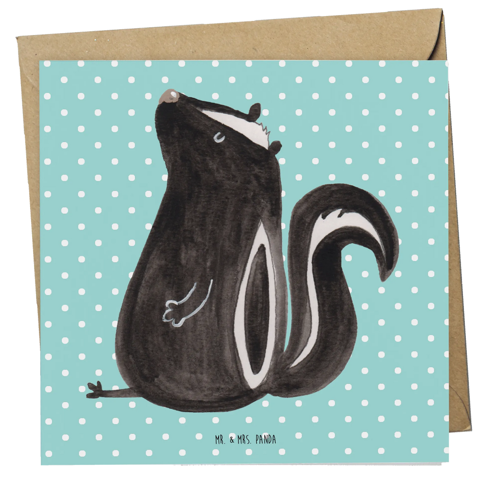 Deluxe Karte Stinktier Sitzen Grußkarte, doppelkarte, anlasskarte, Glückwunschkarte, faltkarte, Klappkarte, Stinktier, Skunk, Büro, Stinker, Wildtier, Recht, Stinki, Spruch, Raubtier, Besserwisser