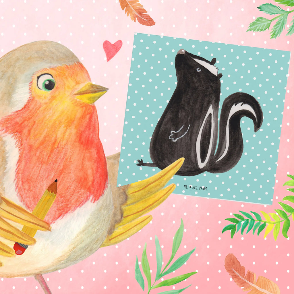 Deluxe Karte Stinktier Sitzen Grußkarte, doppelkarte, anlasskarte, Glückwunschkarte, faltkarte, Klappkarte, Stinktier, Skunk, Büro, Stinker, Wildtier, Recht, Stinki, Spruch, Raubtier, Besserwisser