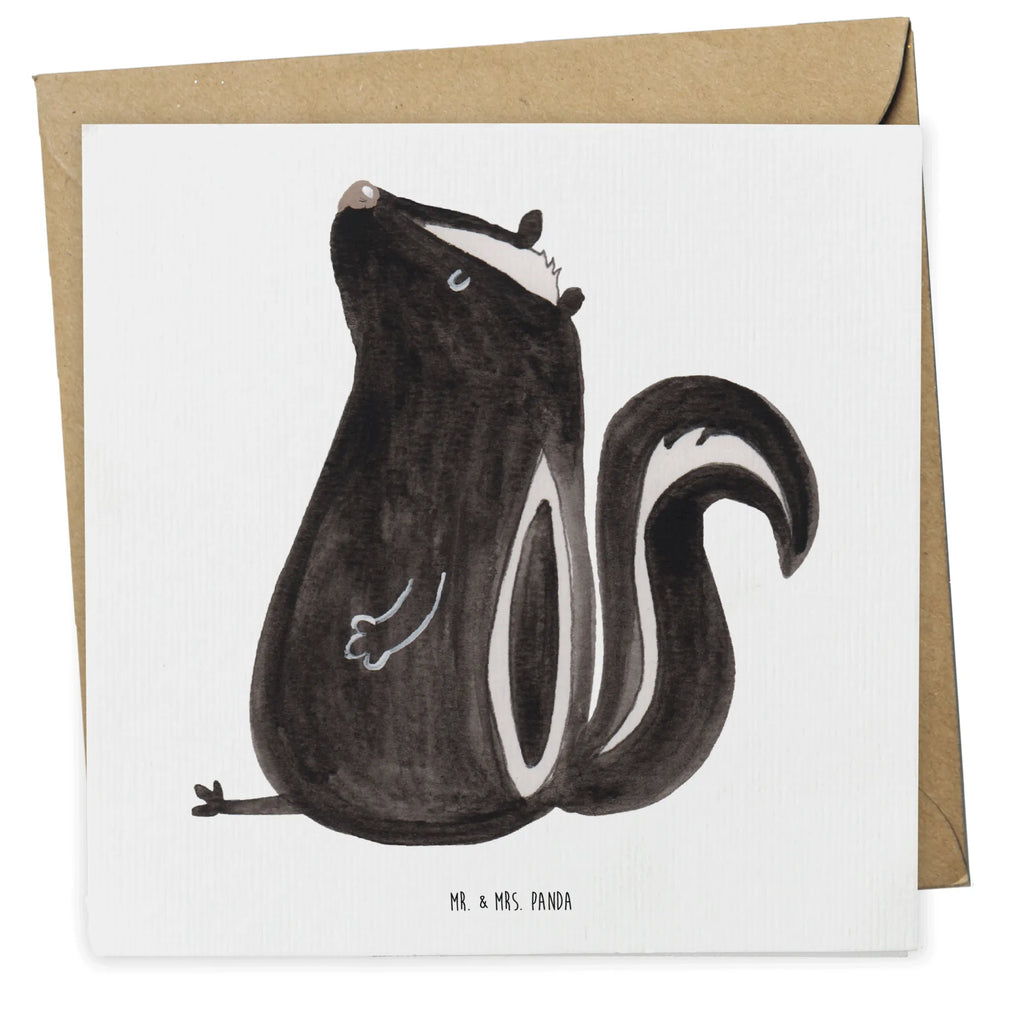 Deluxe Karte Stinktier Sitzen Grußkarte, doppelkarte, anlasskarte, Glückwunschkarte, faltkarte, Klappkarte, Stinktier, Skunk, Büro, Stinker, Wildtier, Recht, Stinki, Spruch, Raubtier, Besserwisser