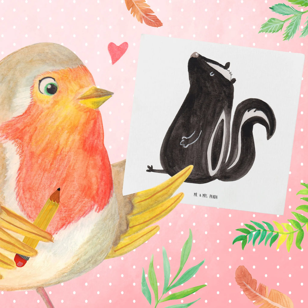 Deluxe Karte Stinktier Sitzen Grußkarte, doppelkarte, anlasskarte, Glückwunschkarte, faltkarte, Klappkarte, Stinktier, Skunk, Büro, Stinker, Wildtier, Recht, Stinki, Spruch, Raubtier, Besserwisser