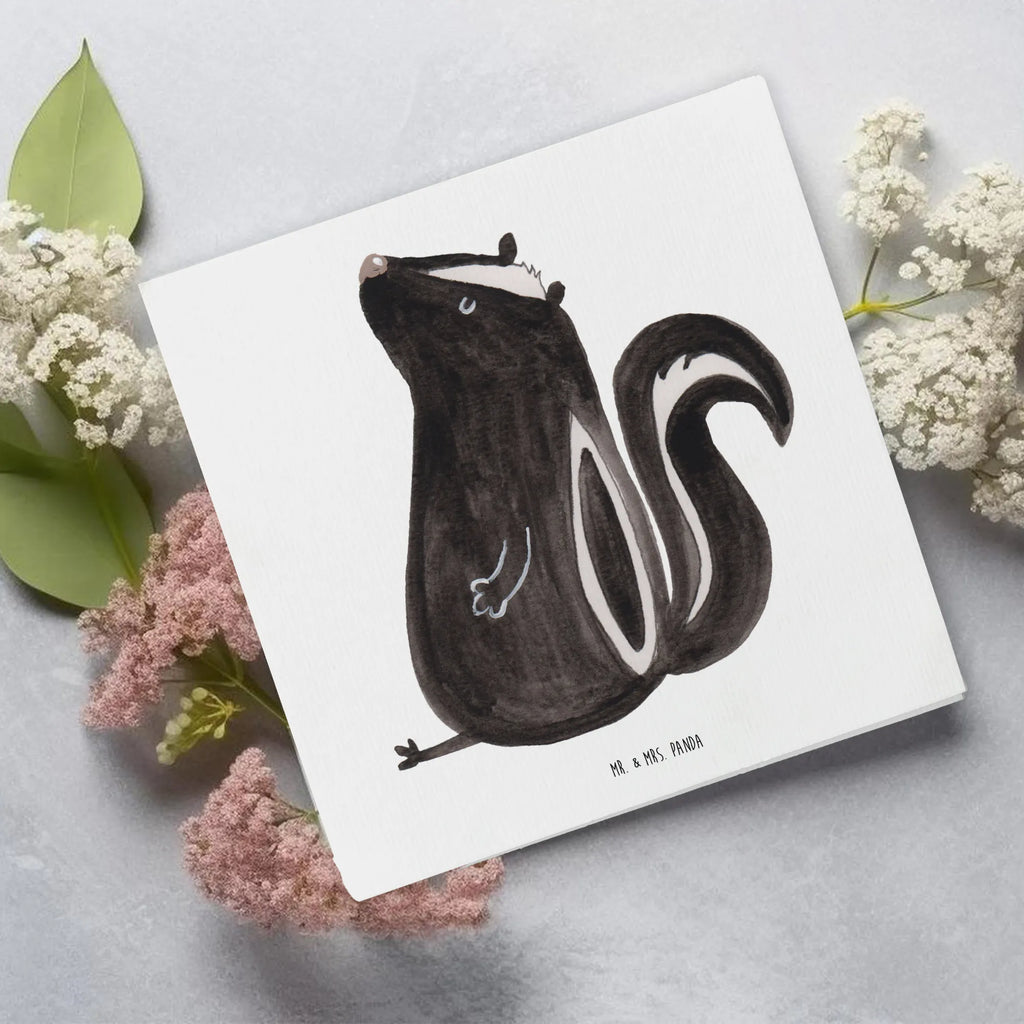 Deluxe Karte Stinktier Sitzen Grußkarte, doppelkarte, anlasskarte, Glückwunschkarte, faltkarte, Klappkarte, Stinktier, Skunk, Büro, Stinker, Wildtier, Recht, Stinki, Spruch, Raubtier, Besserwisser