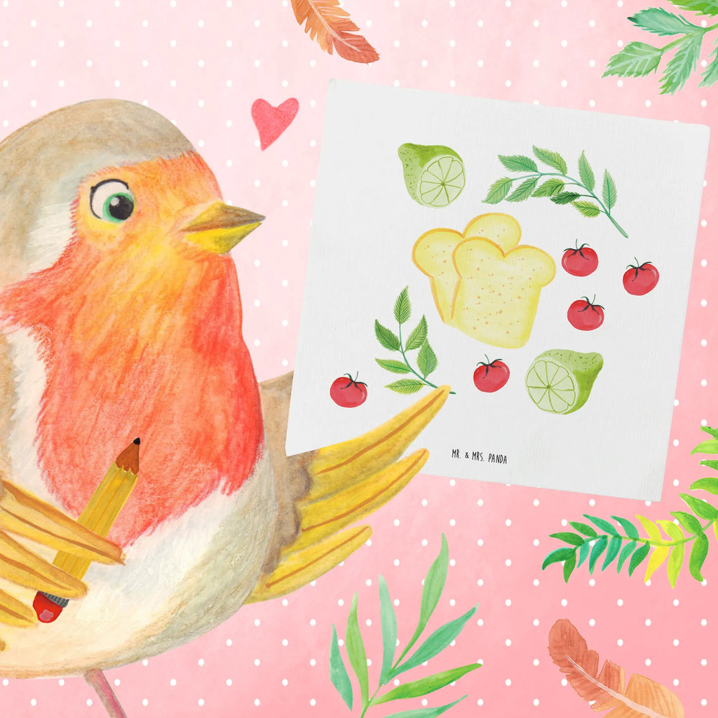 Deluxe Card Kitchen Magic Design Grußkarte, faltkarte, Klappkarte, anlasskarte, doppelkarte, Glückwunschkarte, Aquarell, Limette, Kräuter, Muster, Toastbrot, Tomaten, Küche, Küchenmuster, Kochen, Küchenliebe