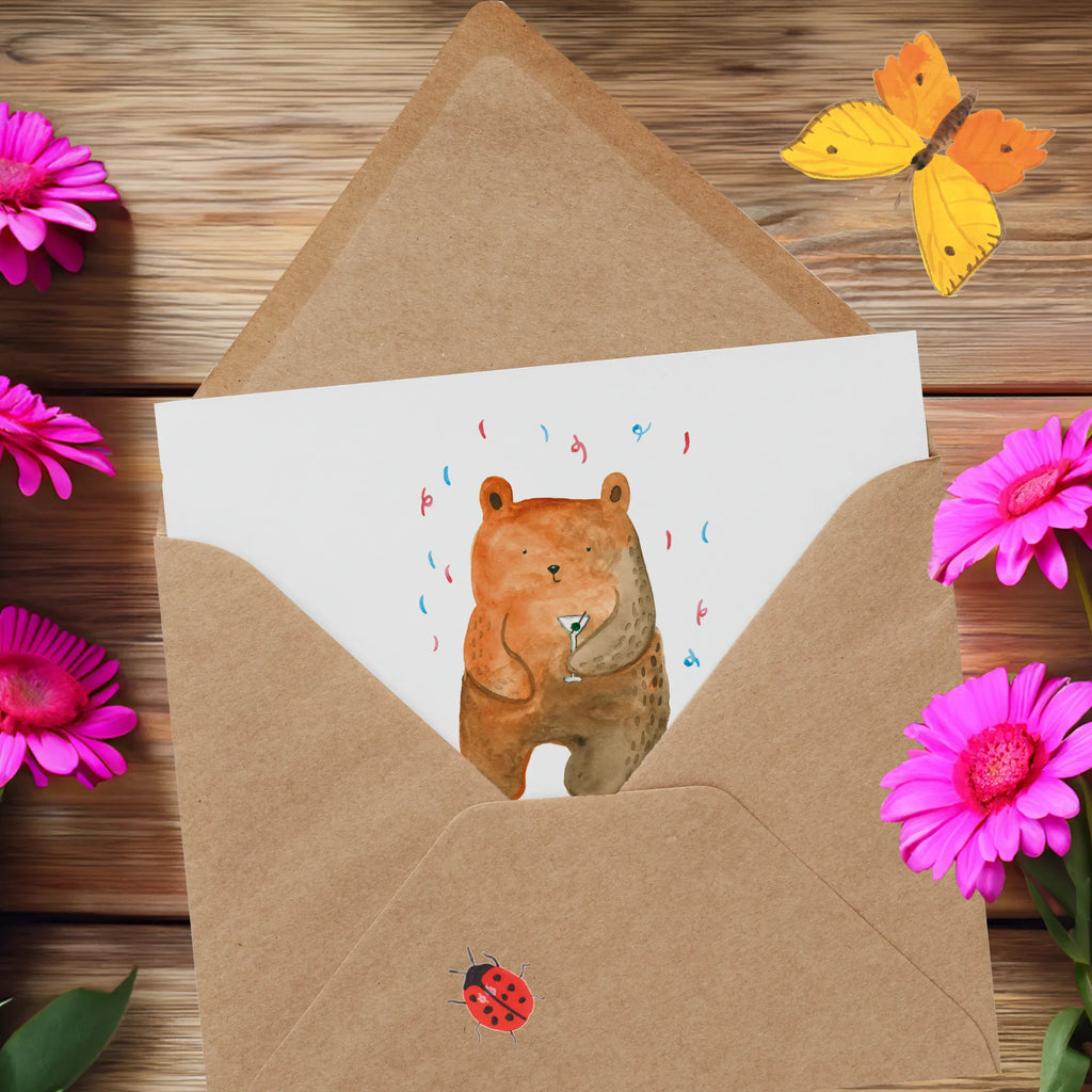 Deluxe Karte Bär Party Hochwertige Grußkarte, Geburtstagskarte, Hochzeitskarte, Einladungskarte, Grußkarte, Klappkarte, Karte, Glückwunschkarte, Hochwertige Klappkarte, Bär, Teddy, Teddybär, Abfeiern, Party, Geschenk, Gute Laune, Geburtstagsgeschenk, Geburtstag, Feiern, Mitbringsel, Lustig