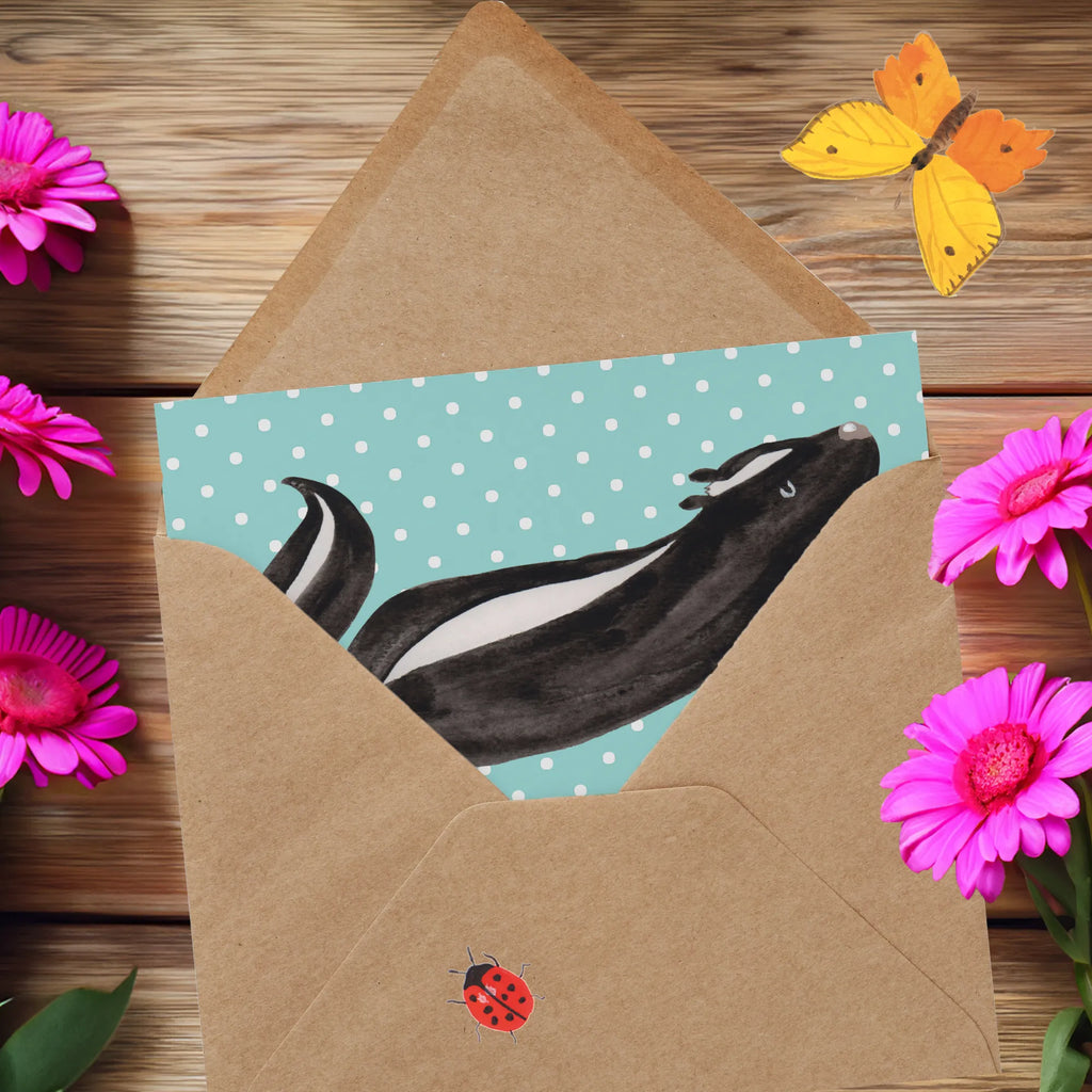 Deluxe Karte Stinktier Yoga anlasskarte, Grußkarte, doppelkarte, Glückwunschkarte, Klappkarte, faltkarte, Stinktier, Skunk, Yoga, Lebe, Stinker, Lache, Raubtier, Namaste, Stinki, Wildtier, Liebe