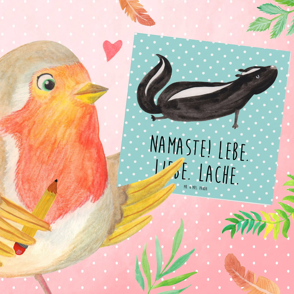 Deluxe Karte Stinktier Yoga anlasskarte, Grußkarte, doppelkarte, Glückwunschkarte, Klappkarte, faltkarte, Stinktier, Skunk, Yoga, Lebe, Stinker, Lache, Raubtier, Namaste, Stinki, Wildtier, Liebe