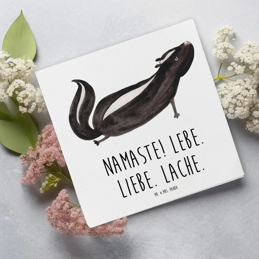 Deluxe Karte Stinktier Yoga anlasskarte, Grußkarte, doppelkarte, Glückwunschkarte, Klappkarte, faltkarte, Stinktier, Skunk, Yoga, Lebe, Stinker, Lache, Raubtier, Namaste, Stinki, Wildtier, Liebe