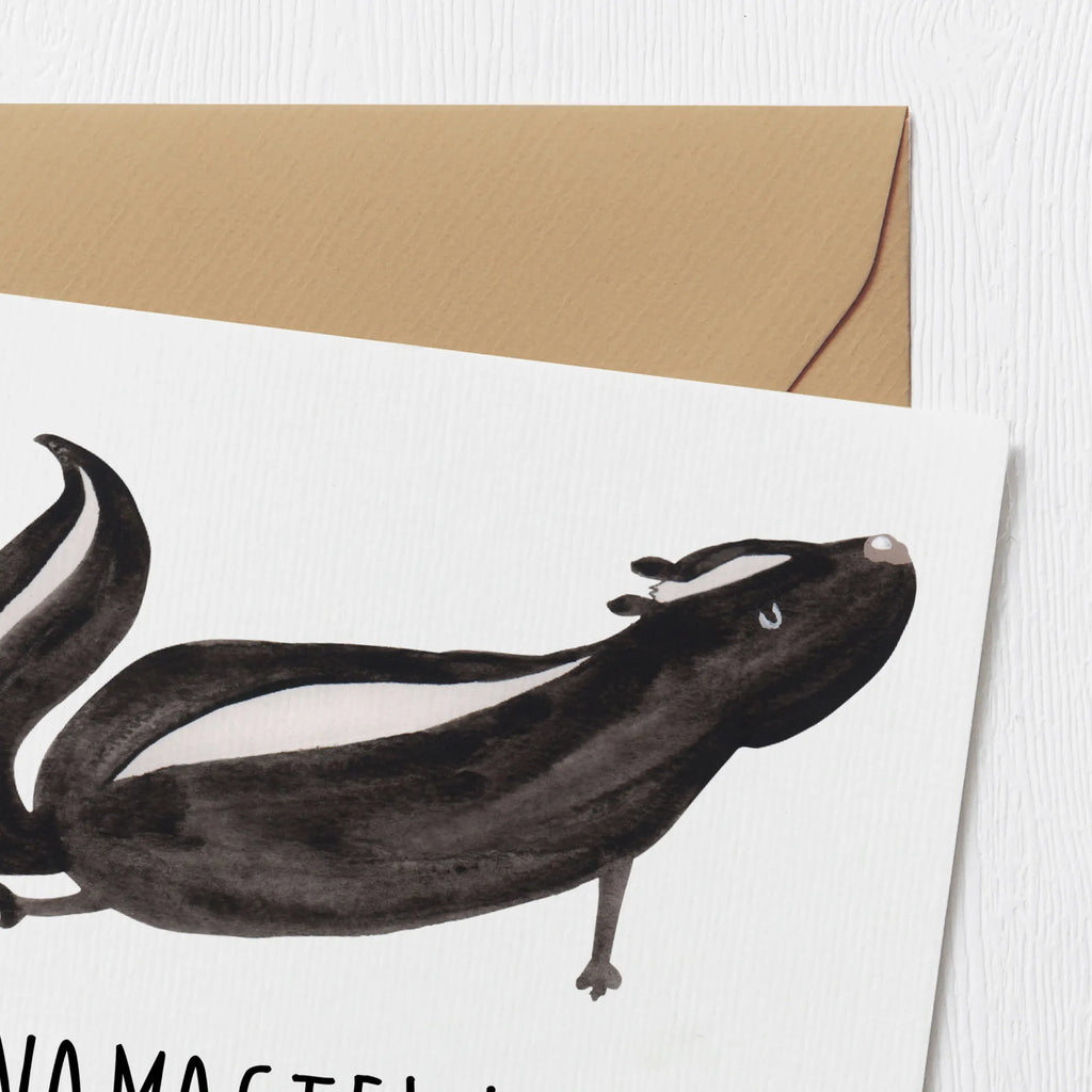 Deluxe Karte Stinktier Yoga anlasskarte, Grußkarte, doppelkarte, Glückwunschkarte, Klappkarte, faltkarte, Stinktier, Skunk, Yoga, Lebe, Stinker, Lache, Raubtier, Namaste, Stinki, Wildtier, Liebe