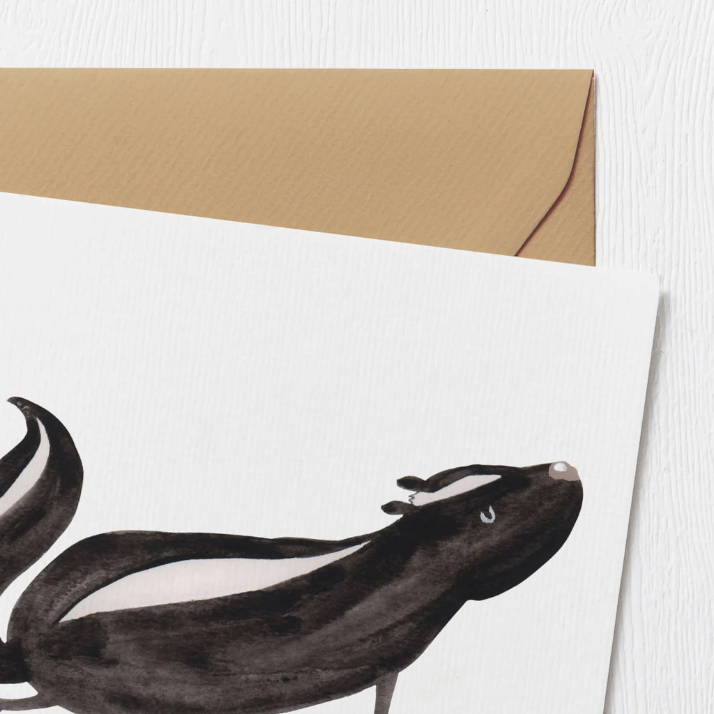 Deluxe Karte Stinktier Yoga anlasskarte, Grußkarte, doppelkarte, Glückwunschkarte, Klappkarte, faltkarte, Stinktier, Skunk, Yoga, Lebe, Stinker, Lache, Raubtier, Namaste, Stinki, Wildtier, Liebe