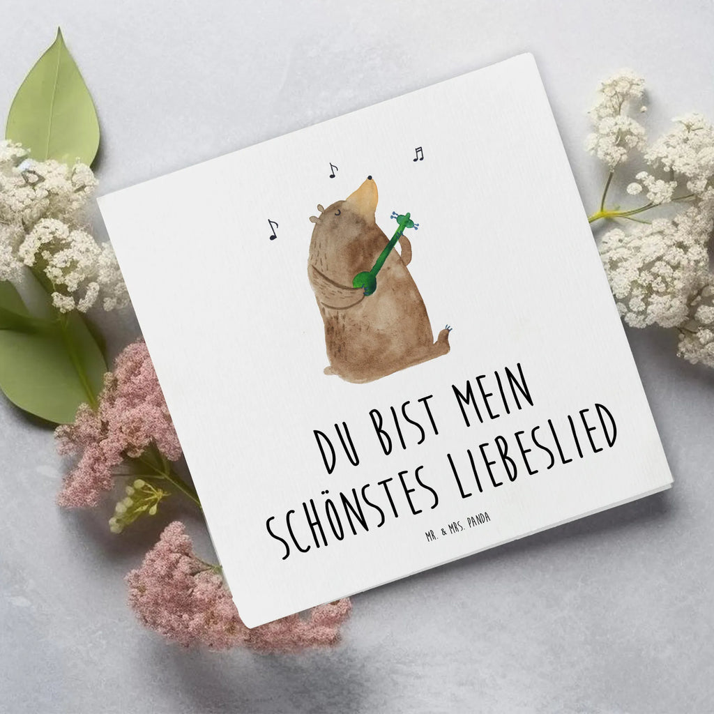 Deluxe Karte Bär Lied anlasskarte, Glückwunschkarte, doppelkarte, Grußkarte, Klappkarte, faltkarte, Teddybär, Teddy, Bär, Valentinstag, Bear, Bärchen, Partner, Geschenk, Song, Liebeslied, Lied, Herz, Frau, Valentine, Freundin, Spruch, Liebe