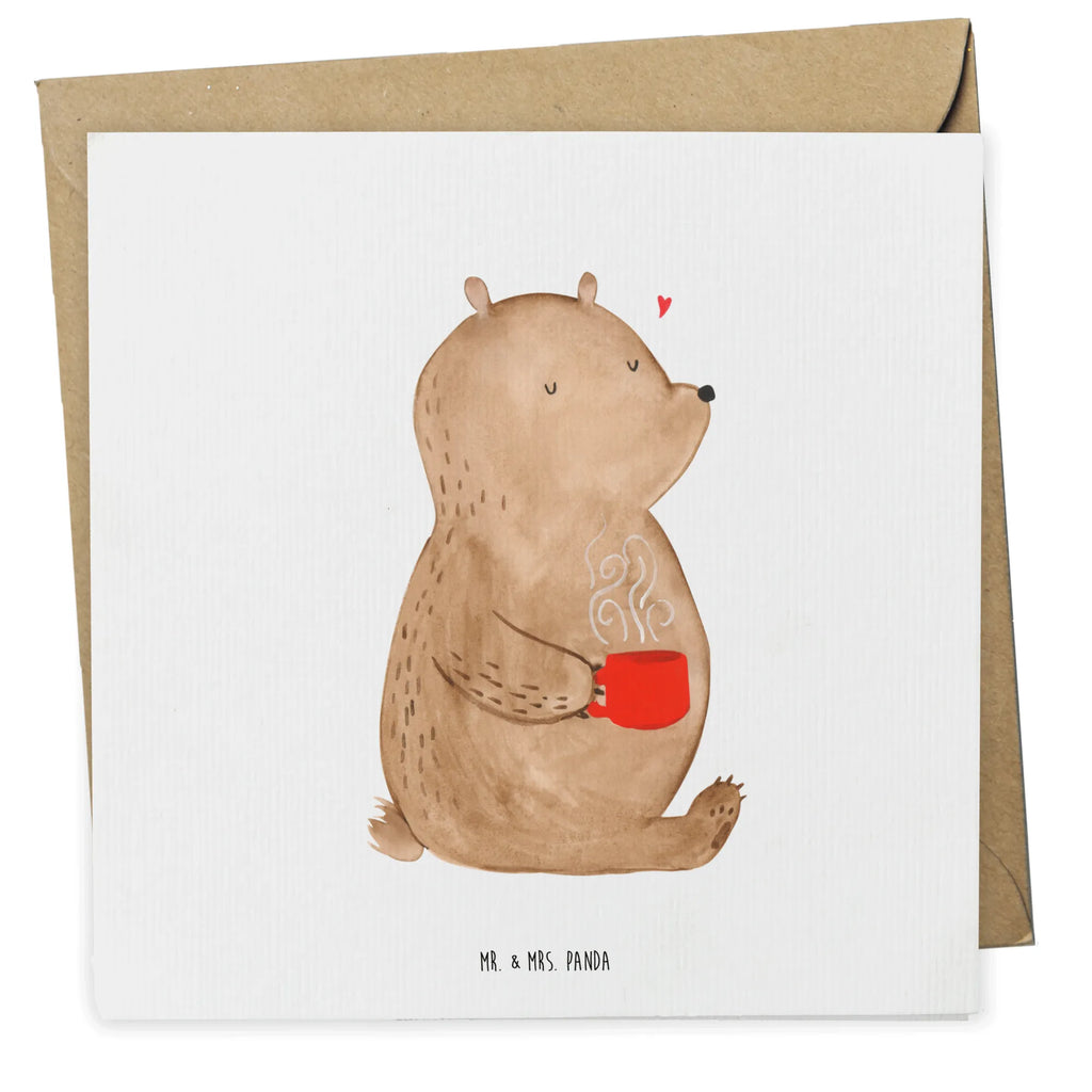 Deluxe Karte Bär Kaffee faltkarte, doppelkarte, Grußkarte, Glückwunschkarte, Klappkarte, Teddy, Bär, Teddybär, Morgenroutine, Welt Erobern, Coffee, Kaffee, Motivation, Guten Morgen, Welt Retten, Bären
