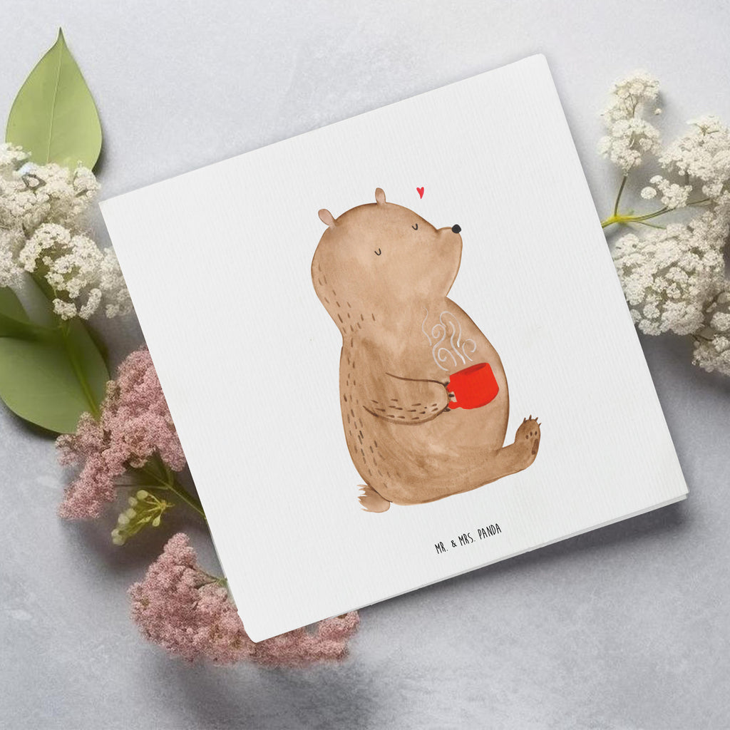 Deluxe Karte Bär Kaffee faltkarte, doppelkarte, Grußkarte, Glückwunschkarte, Klappkarte, Teddy, Bär, Teddybär, Morgenroutine, Welt Erobern, Coffee, Kaffee, Motivation, Guten Morgen, Welt Retten, Bären