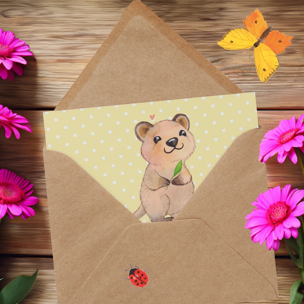 Deluxe Karte Quokka Happy Hochwertige Klappkarte, Hochzeitskarte, Karte, Einladungskarte, Grußkarte, Geburtstagskarte, Klappkarte, Glückwunschkarte, Hochwertige Grußkarte, Tiermotive, Gute Laune, lustige Sprüche, Tiere, Lustiger Spruch, Quokka, Dinge erledigen, Verschieben, Aufschieberitis, Niedliches Tier
