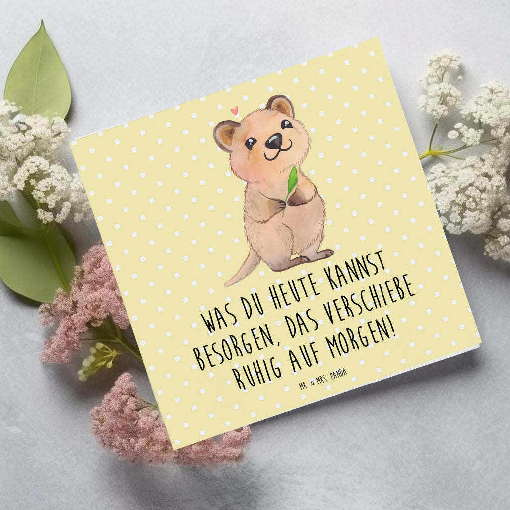 Deluxe Karte Quokka Happy Hochwertige Klappkarte, Hochzeitskarte, Karte, Einladungskarte, Grußkarte, Geburtstagskarte, Klappkarte, Glückwunschkarte, Hochwertige Grußkarte, Tiermotive, Gute Laune, lustige Sprüche, Tiere, Lustiger Spruch, Quokka, Dinge erledigen, Verschieben, Aufschieberitis, Niedliches Tier
