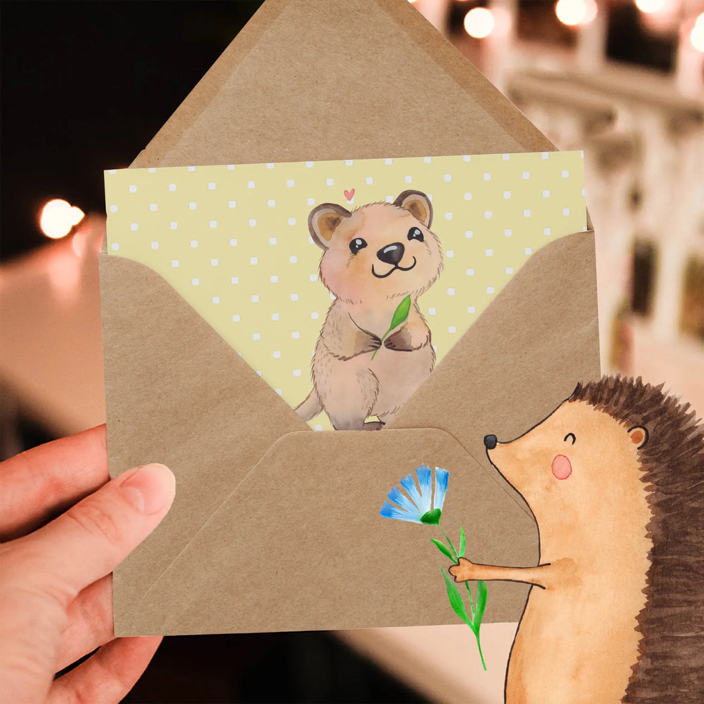 Deluxe Karte Quokka Happy Hochwertige Klappkarte, Hochzeitskarte, Karte, Einladungskarte, Grußkarte, Geburtstagskarte, Klappkarte, Glückwunschkarte, Hochwertige Grußkarte, Tiermotive, Gute Laune, lustige Sprüche, Tiere, Lustiger Spruch, Quokka, Dinge erledigen, Verschieben, Aufschieberitis, Niedliches Tier
