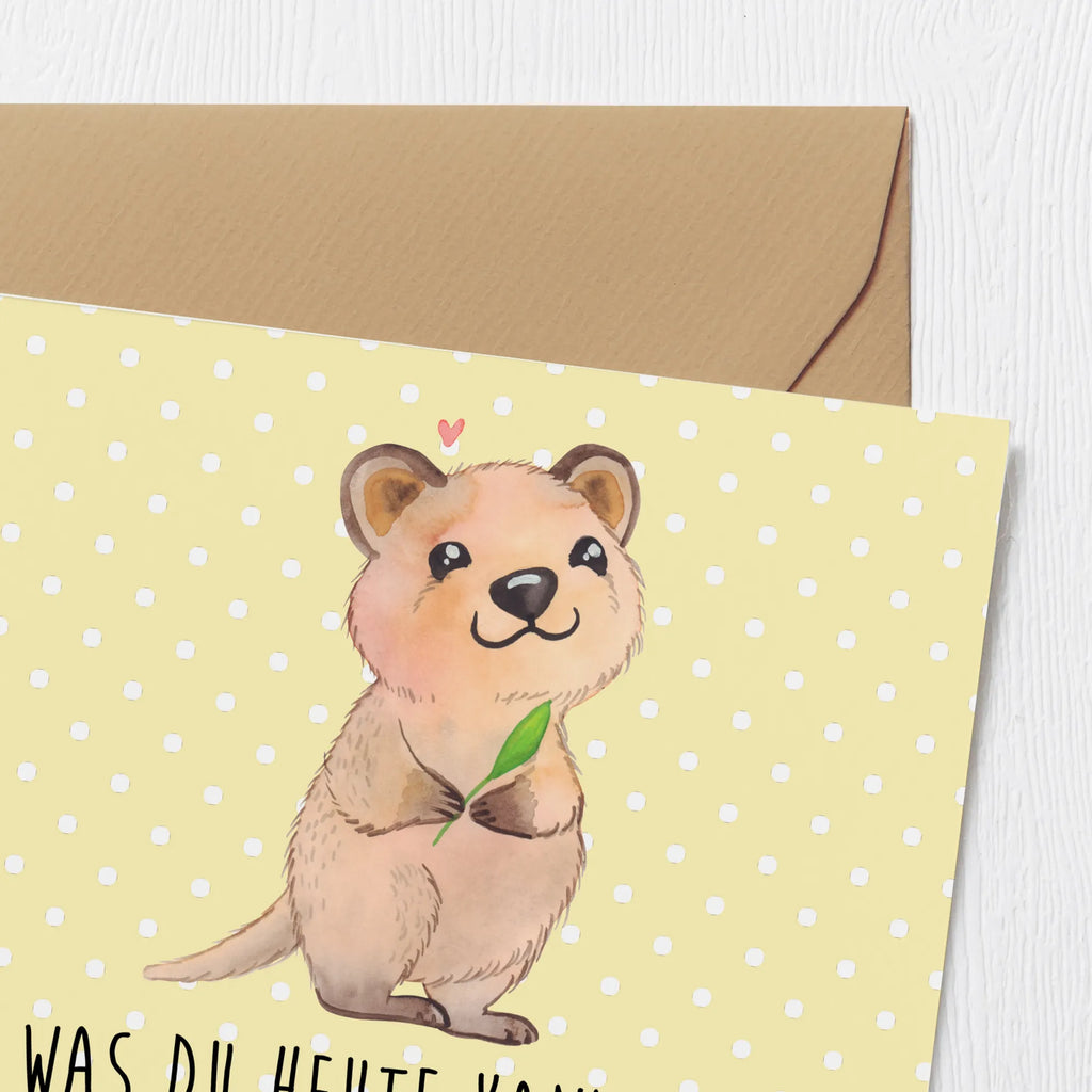 Deluxe Karte Quokka Happy Hochwertige Klappkarte, Hochzeitskarte, Karte, Einladungskarte, Grußkarte, Geburtstagskarte, Klappkarte, Glückwunschkarte, Hochwertige Grußkarte, Tiermotive, Gute Laune, lustige Sprüche, Tiere, Lustiger Spruch, Quokka, Dinge erledigen, Verschieben, Aufschieberitis, Niedliches Tier