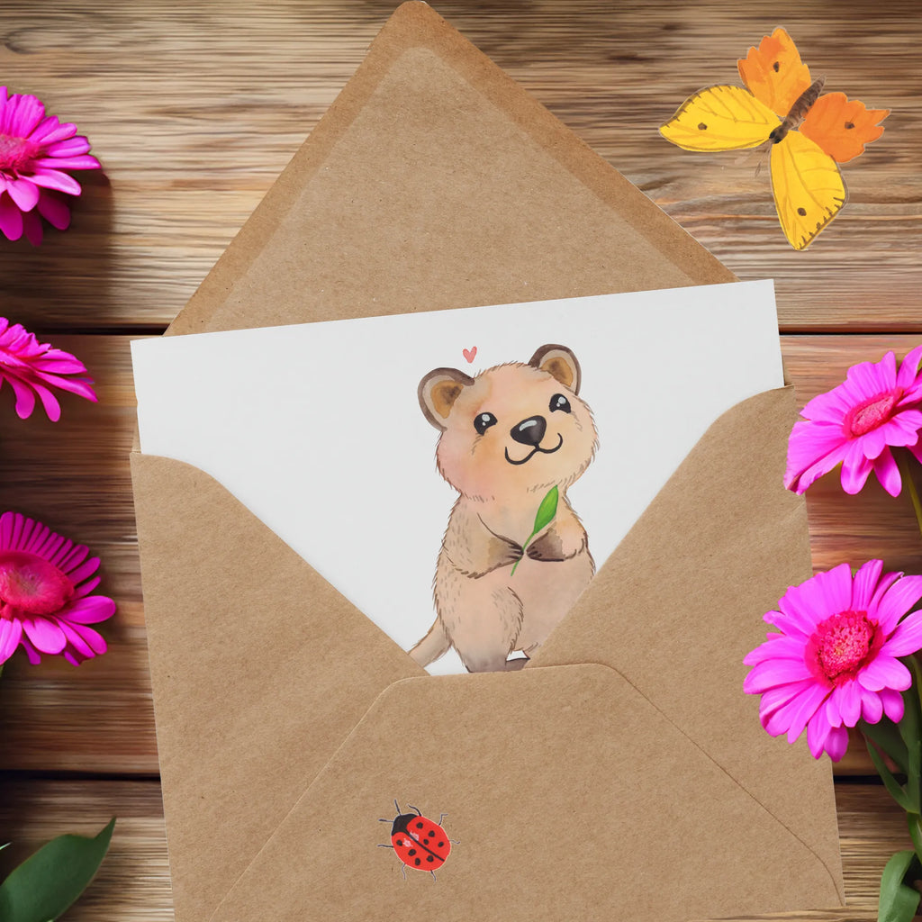 Deluxe Karte Quokka Happy Hochwertige Klappkarte, Hochzeitskarte, Karte, Einladungskarte, Grußkarte, Geburtstagskarte, Klappkarte, Glückwunschkarte, Hochwertige Grußkarte, Tiermotive, Gute Laune, lustige Sprüche, Tiere, Lustiger Spruch, Quokka, Dinge erledigen, Verschieben, Aufschieberitis, Niedliches Tier