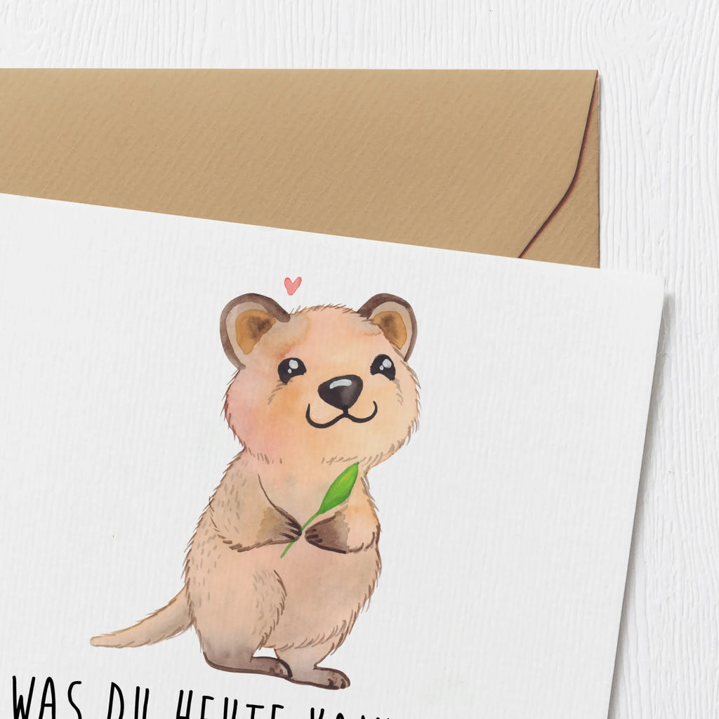 Deluxe Karte Quokka Happy Hochwertige Klappkarte, Hochzeitskarte, Karte, Einladungskarte, Grußkarte, Geburtstagskarte, Klappkarte, Glückwunschkarte, Hochwertige Grußkarte, Tiermotive, Gute Laune, lustige Sprüche, Tiere, Lustiger Spruch, Quokka, Dinge erledigen, Verschieben, Aufschieberitis, Niedliches Tier