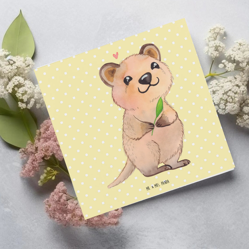 Deluxe Karte Quokka Happy Hochwertige Klappkarte, Hochzeitskarte, Karte, Einladungskarte, Grußkarte, Geburtstagskarte, Klappkarte, Glückwunschkarte, Hochwertige Grußkarte, Tiermotive, Gute Laune, lustige Sprüche, Tiere, Lustiger Spruch, Quokka, Dinge erledigen, Verschieben, Aufschieberitis, Niedliches Tier