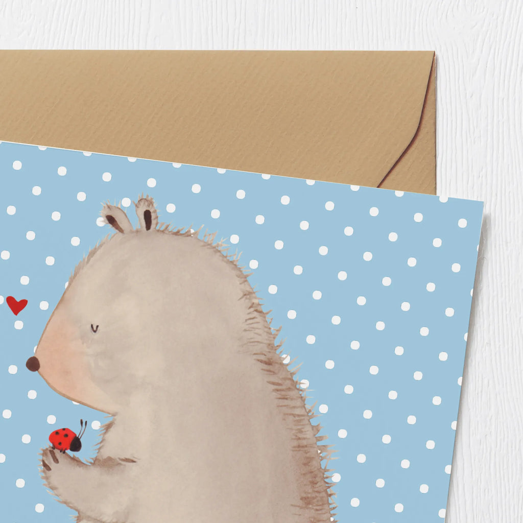 Deluxe Karte Bär Marienkäfer Glückwunschkarte, Hochwertige Klappkarte, Karte, Hochzeitskarte, Geburtstagskarte, Grußkarte, Einladungskarte, Hochwertige Grußkarte, Klappkarte, Bär, Teddy, Teddybär, Liebe, Freiheit, Das Leben ist schön, Marienkäfer, Motivation