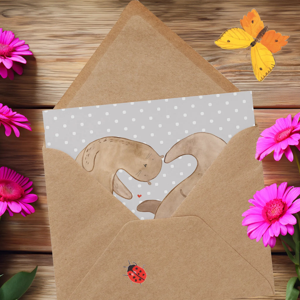 Deluxe Karte Otter Herz Geburtstagskarte, Hochwertige Grußkarte, Karte, Einladungskarte, Hochzeitskarte, Glückwunschkarte, Klappkarte, Grußkarte, Hochwertige Klappkarte, Otter, Fischotter, Seeotter, Liebesbeweis, Love you, Hochzeitstag, Jahrestag, Herz, Bessere Hälfte, Liebesgeschenk, Verlobung, Liebe, gemeinsames Leben