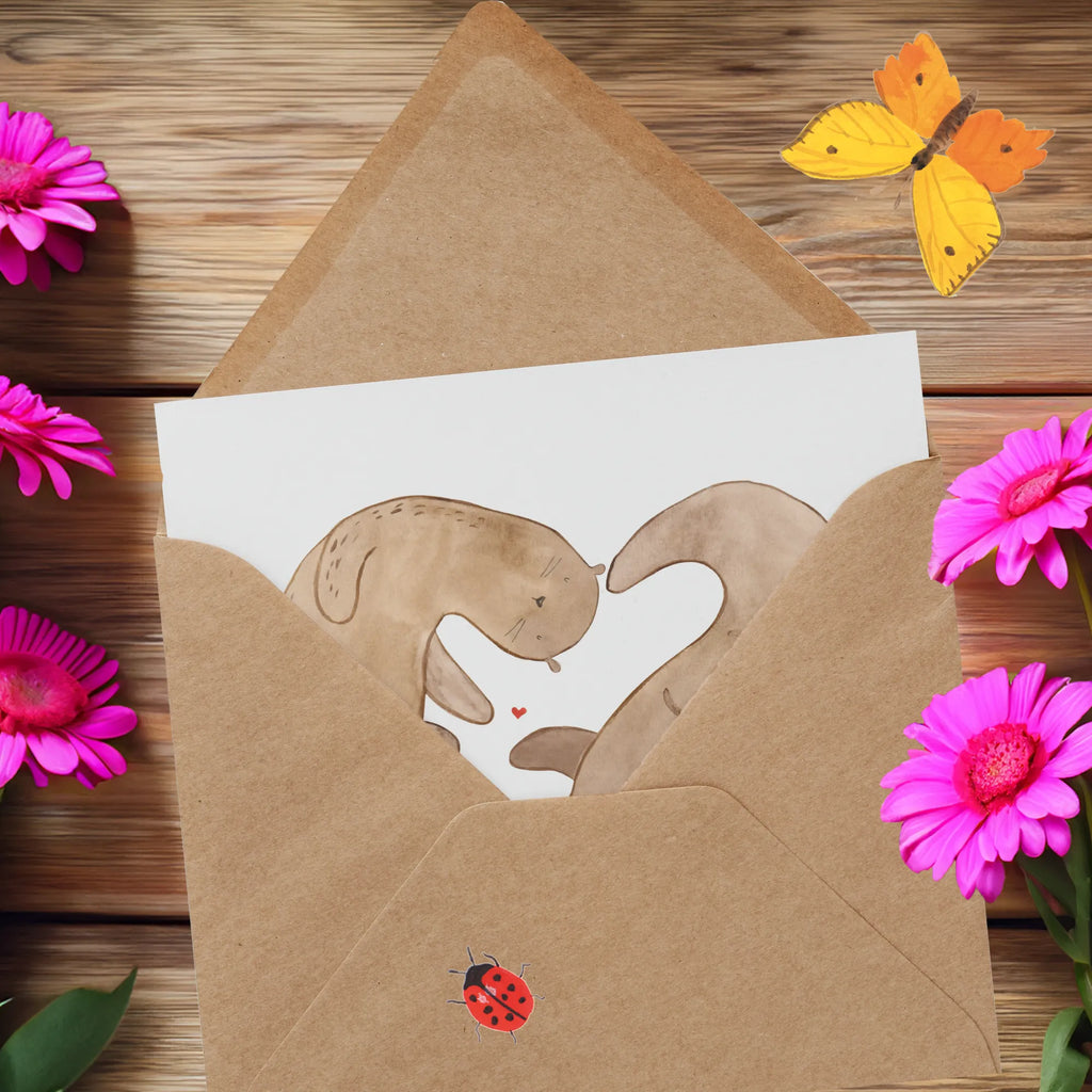 Deluxe Karte Otter Herz Geburtstagskarte, Hochwertige Grußkarte, Karte, Einladungskarte, Hochzeitskarte, Glückwunschkarte, Klappkarte, Grußkarte, Hochwertige Klappkarte, Otter, Fischotter, Seeotter, Liebesbeweis, Love you, Hochzeitstag, Jahrestag, Herz, Bessere Hälfte, Liebesgeschenk, Verlobung, Liebe, gemeinsames Leben