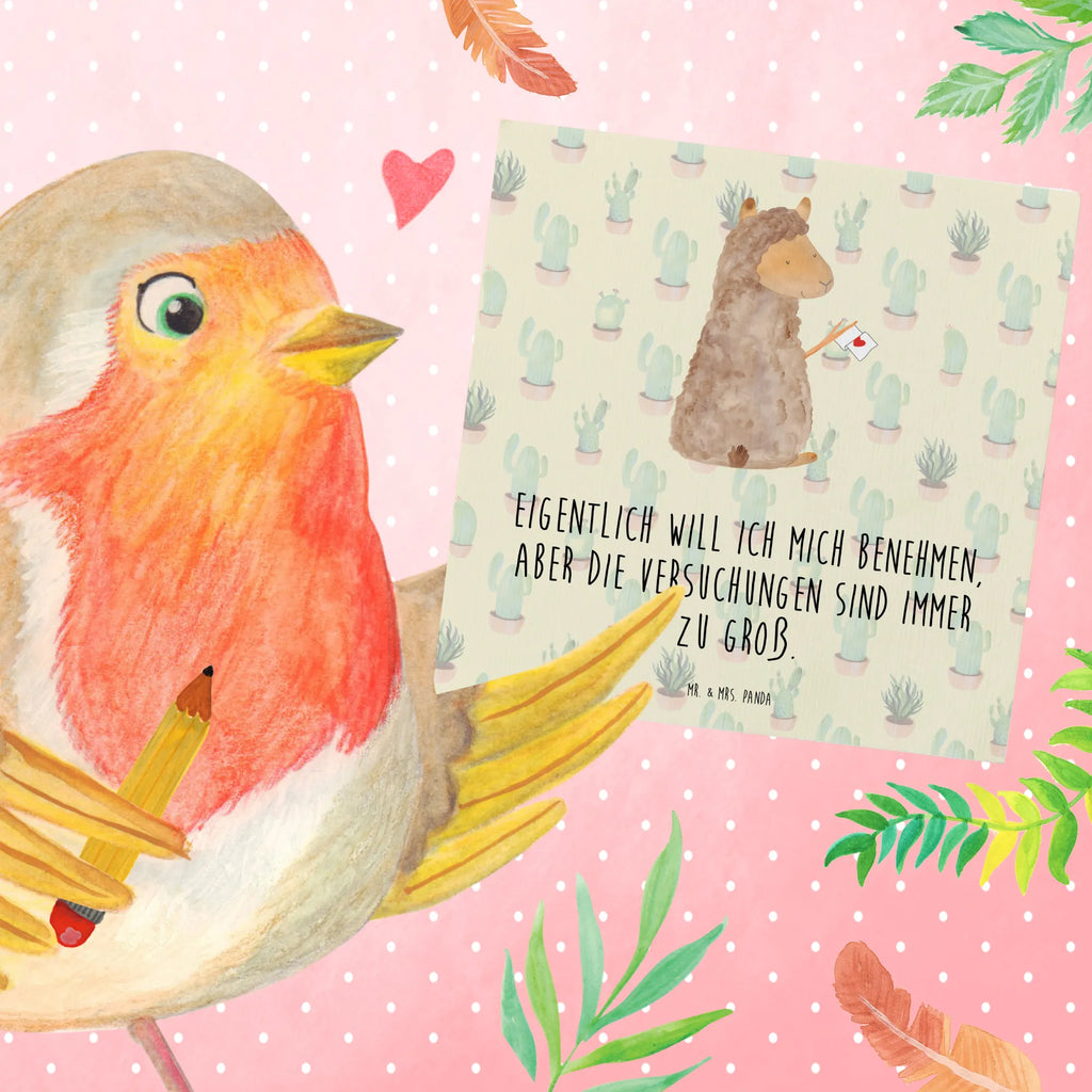 Deluxe Karte Alpaka Fahne Glückwunschkarte, anlasskarte, faltkarte, Grußkarte, Klappkarte, doppelkarte, Alpaka, Lama, Lamas, Alpakas, Liebe