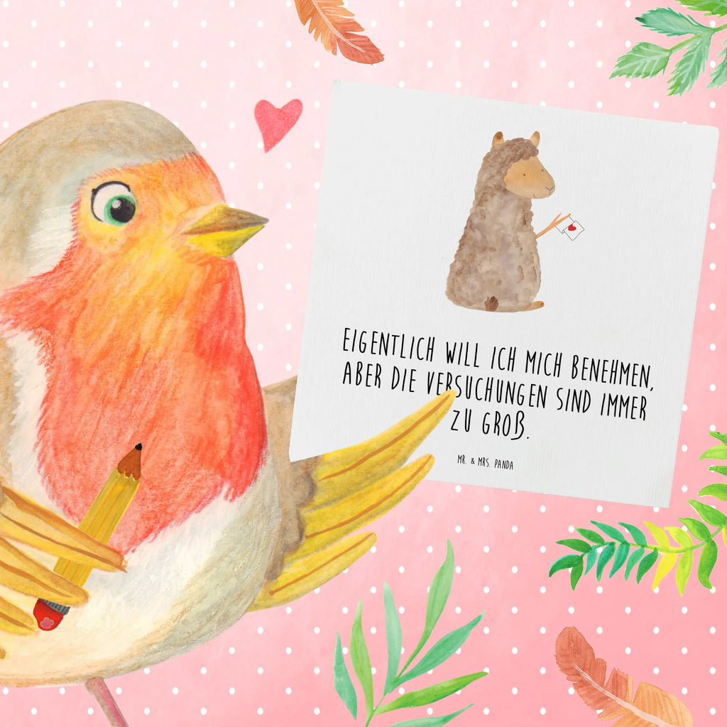 Deluxe Karte Alpaka Fahne Glückwunschkarte, anlasskarte, faltkarte, Grußkarte, Klappkarte, doppelkarte, Alpaka, Lama, Lamas, Alpakas, Liebe