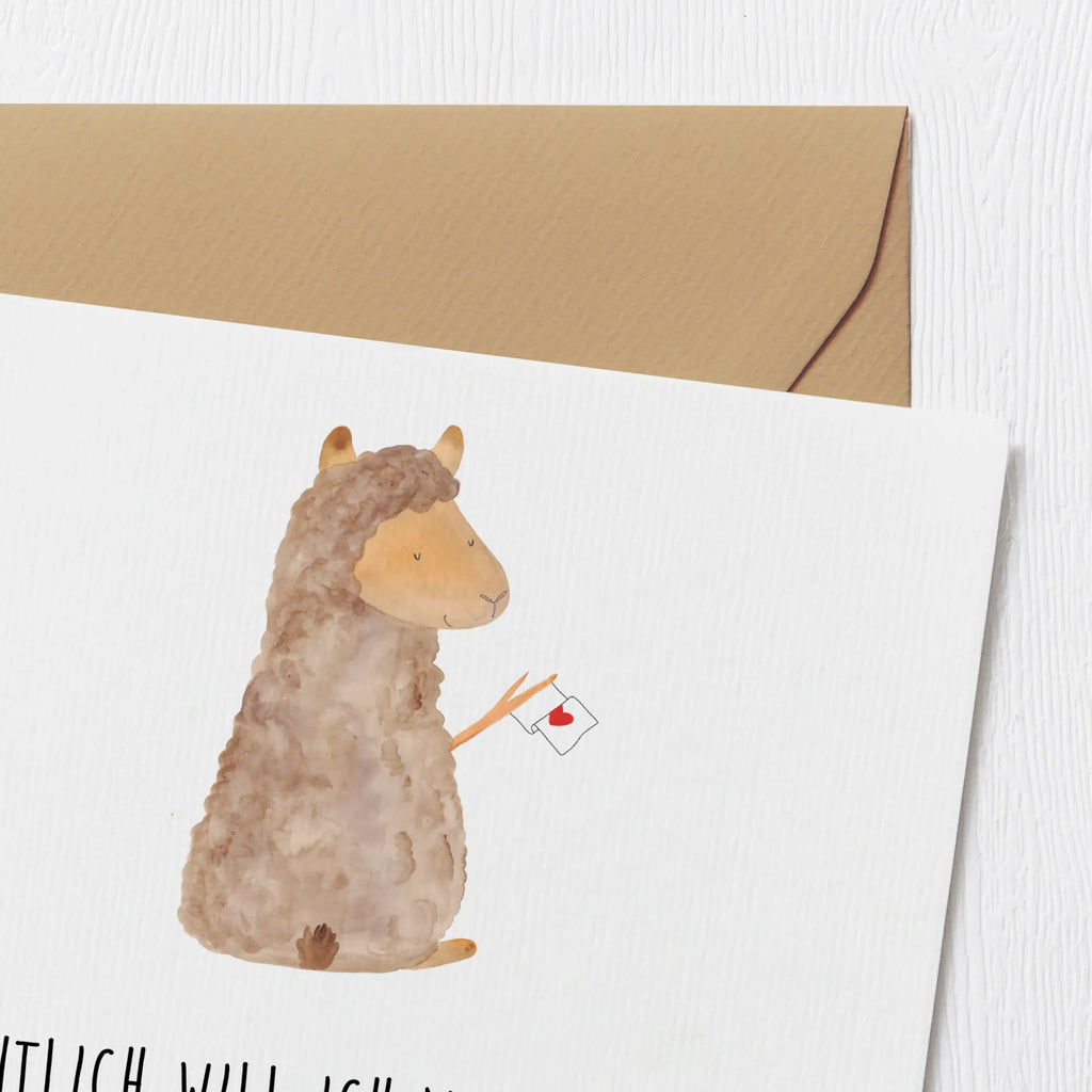 Deluxe Karte Alpaka Fahne Glückwunschkarte, anlasskarte, faltkarte, Grußkarte, Klappkarte, doppelkarte, Alpaka, Lama, Lamas, Alpakas, Liebe