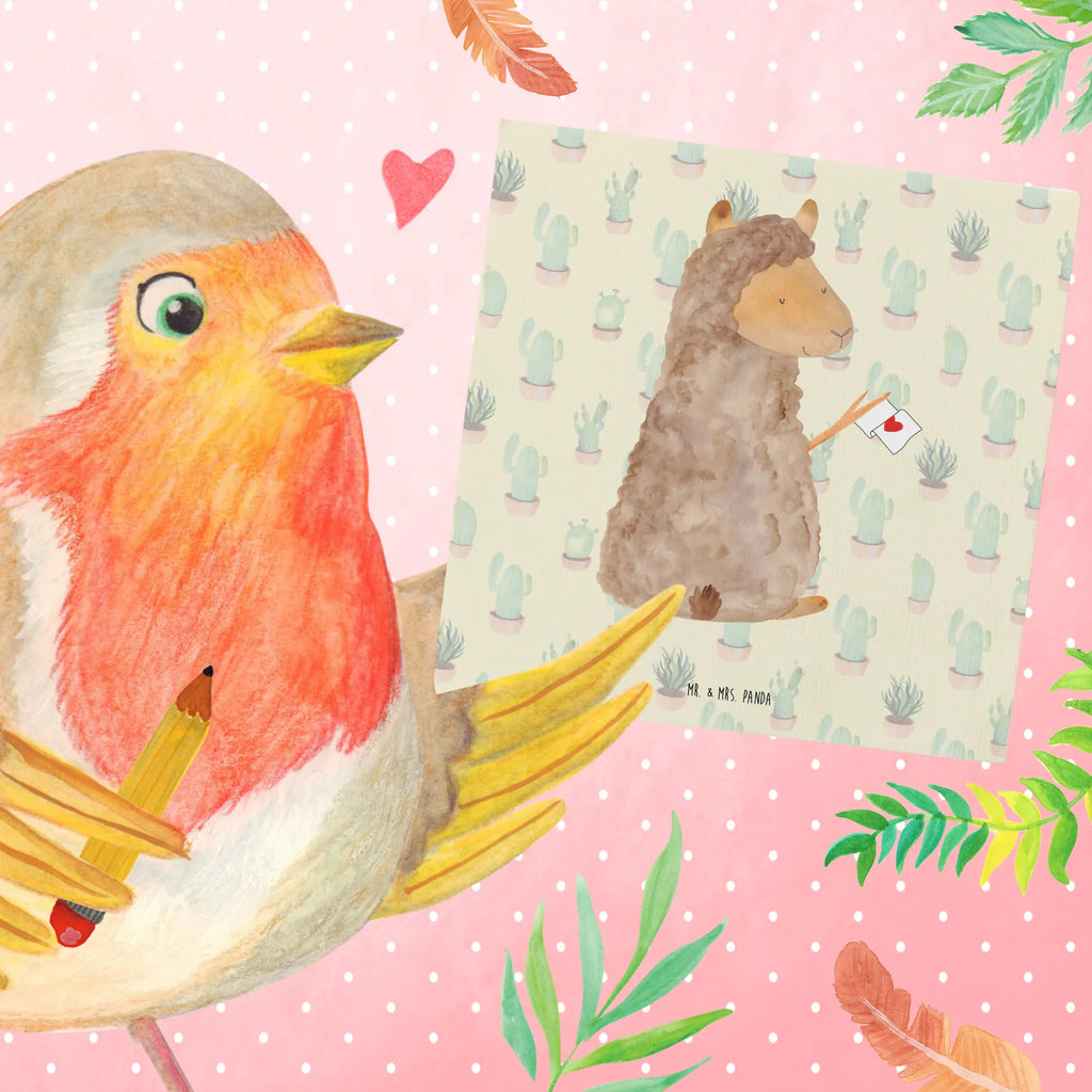 Deluxe Karte Alpaka Fahne Glückwunschkarte, anlasskarte, faltkarte, Grußkarte, Klappkarte, doppelkarte, Alpaka, Lama, Lamas, Alpakas, Liebe