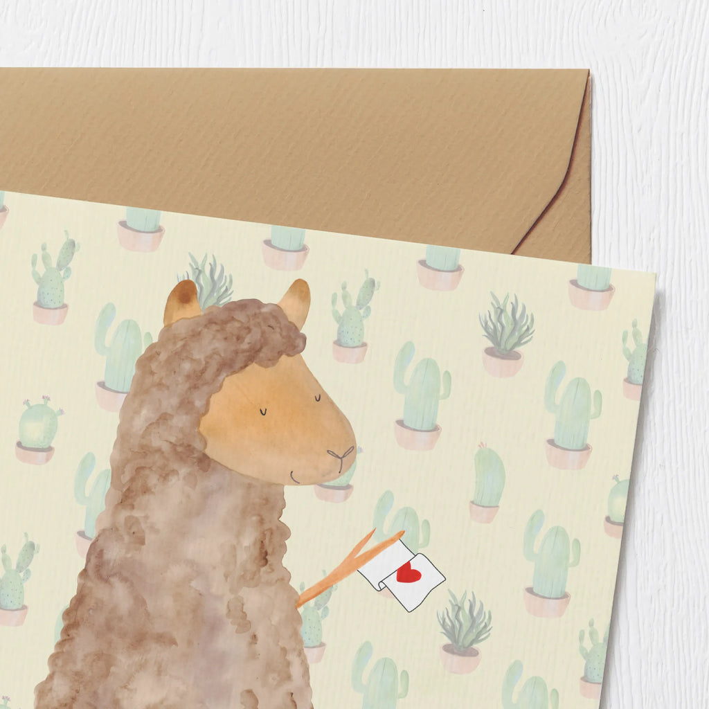 Deluxe Karte Alpaka Fahne Glückwunschkarte, anlasskarte, faltkarte, Grußkarte, Klappkarte, doppelkarte, Alpaka, Lama, Lamas, Alpakas, Liebe