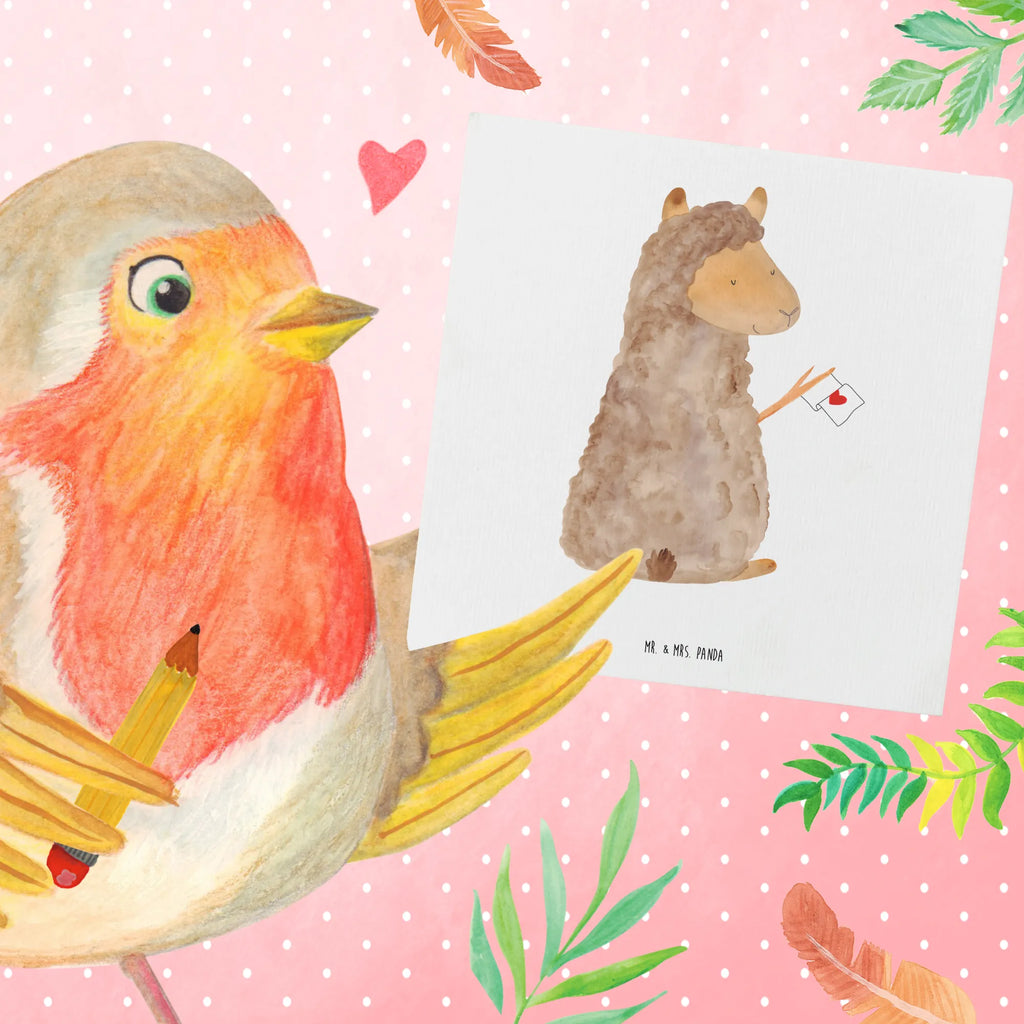 Deluxe Karte Alpaka Fahne Glückwunschkarte, anlasskarte, faltkarte, Grußkarte, Klappkarte, doppelkarte, Alpaka, Lama, Lamas, Alpakas, Liebe