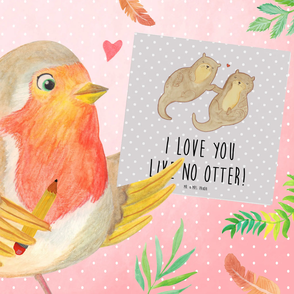 Deluxe Karte Otter Hände halten Klappkarte, doppelkarte, faltkarte, Glückwunschkarte, anlasskarte, Grußkarte, Fischotter, Seeotter, Otter, Otter Seeotter See Otter