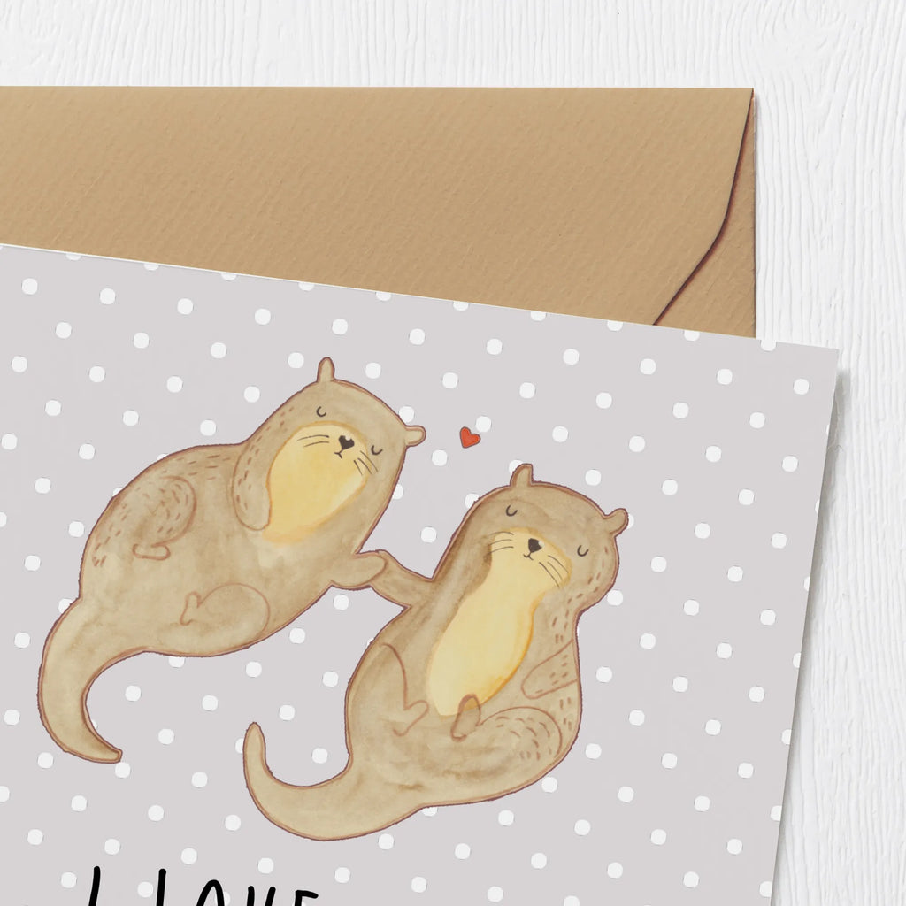 Deluxe Karte Otter Hände halten Klappkarte, doppelkarte, faltkarte, Glückwunschkarte, anlasskarte, Grußkarte, Fischotter, Seeotter, Otter, Otter Seeotter See Otter