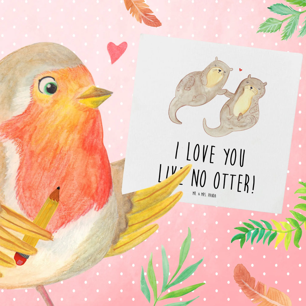 Deluxe Karte Otter Hände halten Klappkarte, doppelkarte, faltkarte, Glückwunschkarte, anlasskarte, Grußkarte, Fischotter, Seeotter, Otter, Otter Seeotter See Otter