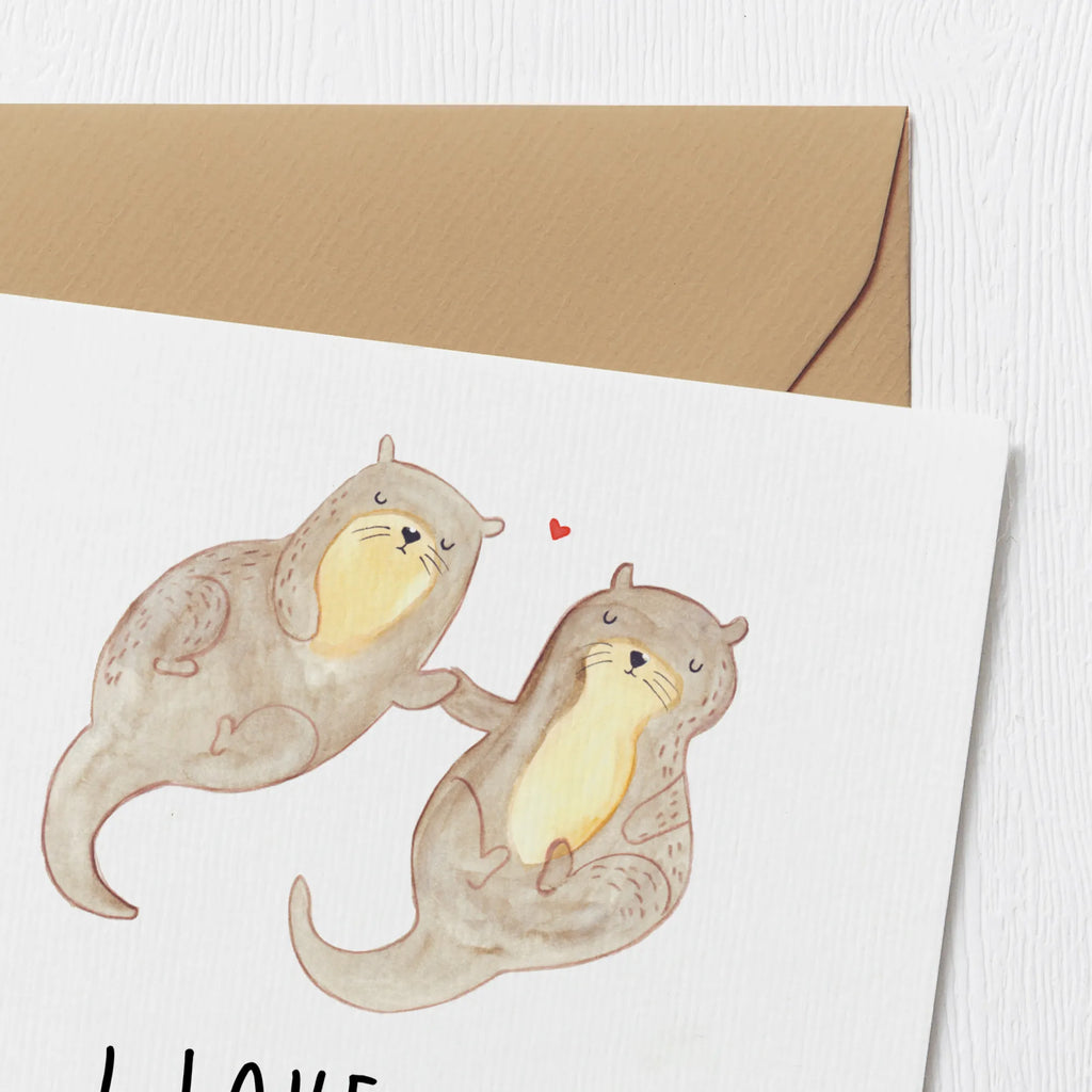 Deluxe Karte Otter Hände halten Klappkarte, doppelkarte, faltkarte, Glückwunschkarte, anlasskarte, Grußkarte, Fischotter, Seeotter, Otter, Otter Seeotter See Otter