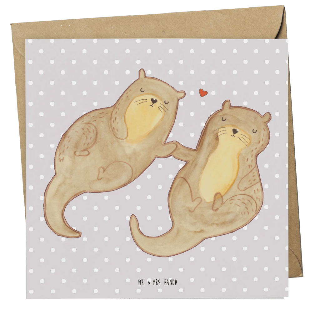 Deluxe Karte Otter Hände halten Klappkarte, doppelkarte, faltkarte, Glückwunschkarte, anlasskarte, Grußkarte, Fischotter, Seeotter, Otter, Otter Seeotter See Otter