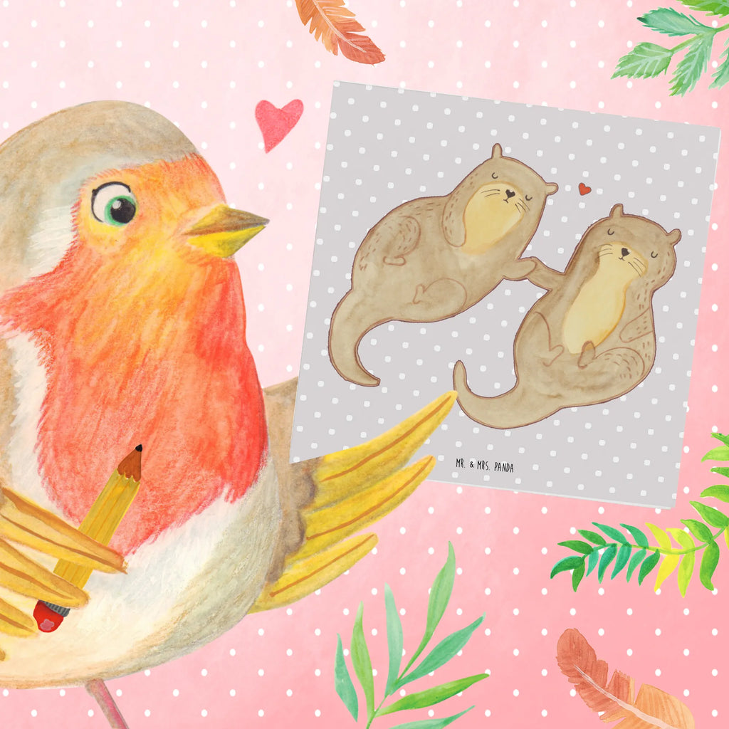 Deluxe Karte Otter Hände halten Klappkarte, doppelkarte, faltkarte, Glückwunschkarte, anlasskarte, Grußkarte, Fischotter, Seeotter, Otter, Otter Seeotter See Otter