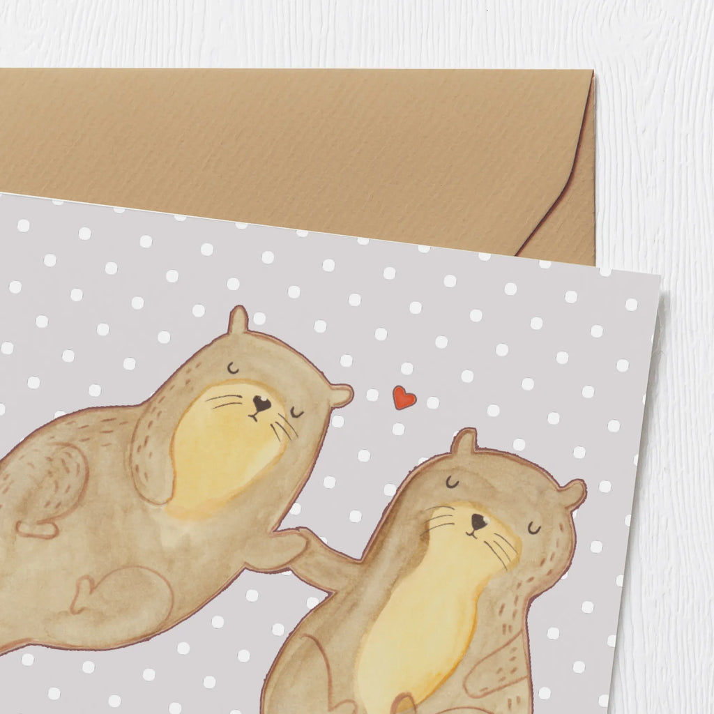 Deluxe Karte Otter Hände halten Klappkarte, doppelkarte, faltkarte, Glückwunschkarte, anlasskarte, Grußkarte, Fischotter, Seeotter, Otter, Otter Seeotter See Otter