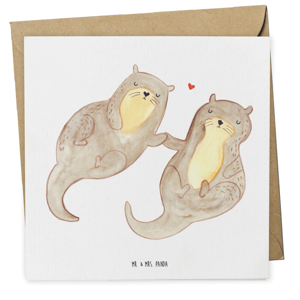 Deluxe Karte Otter Hände halten Klappkarte, doppelkarte, faltkarte, Glückwunschkarte, anlasskarte, Grußkarte, Fischotter, Seeotter, Otter, Otter Seeotter See Otter