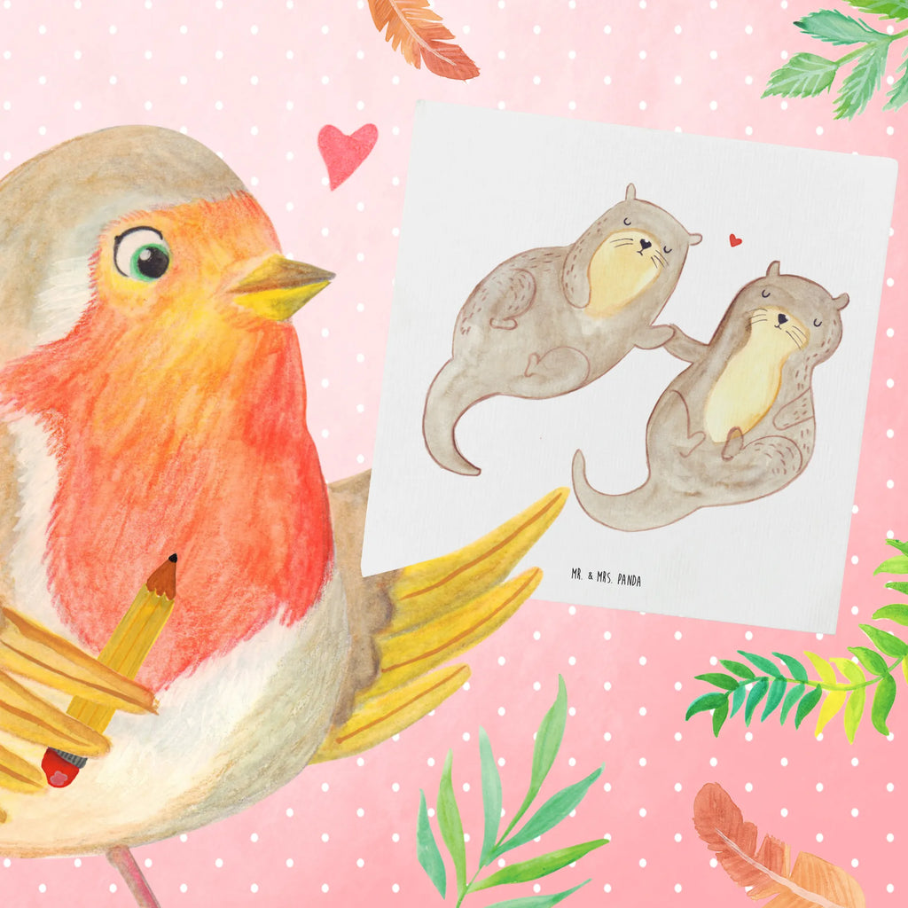 Deluxe Karte Otter Hände halten Klappkarte, doppelkarte, faltkarte, Glückwunschkarte, anlasskarte, Grußkarte, Fischotter, Seeotter, Otter, Otter Seeotter See Otter