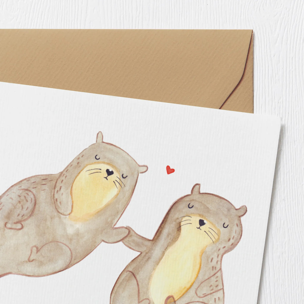 Deluxe Karte Otter Hände halten Klappkarte, doppelkarte, faltkarte, Glückwunschkarte, anlasskarte, Grußkarte, Fischotter, Seeotter, Otter, Otter Seeotter See Otter