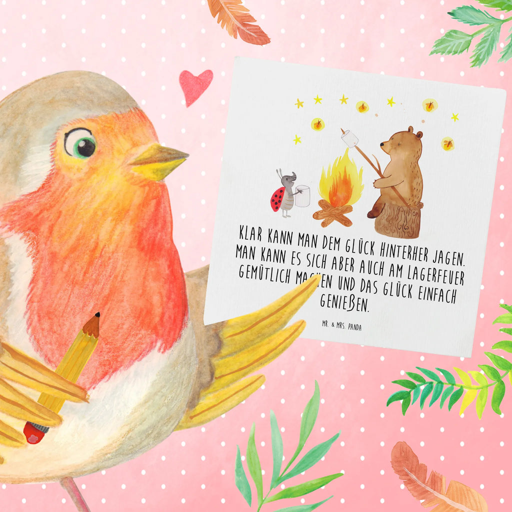 Deluxe Karte Bär & Marienkäfer Lagerfeuer Hochwertige Klappkarte, Glückwunschkarte, Geburtstagskarte, Klappkarte, Grußkarte, Einladungskarte, Hochzeitskarte, Karte, Hochwertige Grußkarte, Bär, Teddy, Teddybär, Lagerfeuer