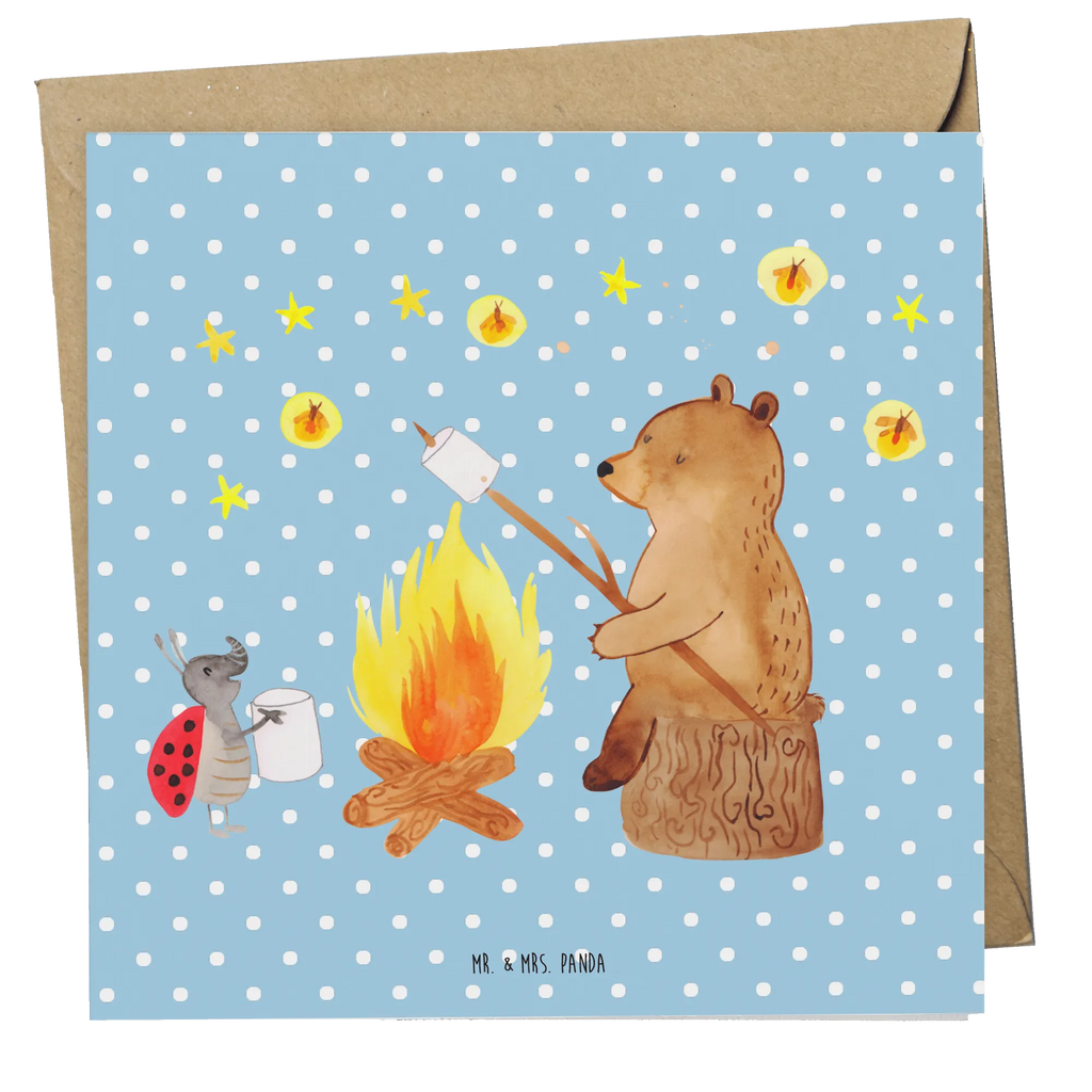 Deluxe Karte Bär & Marienkäfer Lagerfeuer Hochwertige Klappkarte, Glückwunschkarte, Geburtstagskarte, Klappkarte, Grußkarte, Einladungskarte, Hochzeitskarte, Karte, Hochwertige Grußkarte, Bär, Teddy, Teddybär, Lagerfeuer
